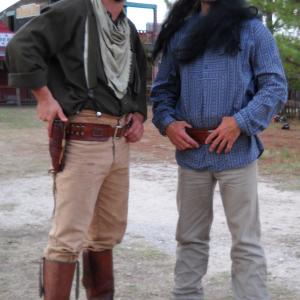 Stuntmen Lance as Geronilarry and Brandon Sisson on the set of Reach For the Sky July 2009