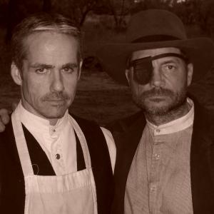 Earl Browning III and Lance Eakright on the set of Courage a period western short