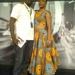 Oliver W. Ottley III with Aunjanue Ellis at the 2014 American Black Film Festival.