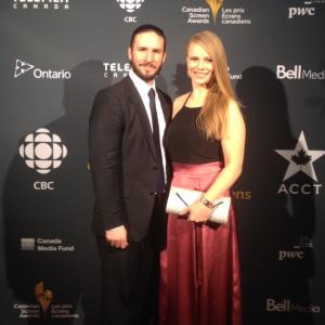 Andrew Zachar and Hailey Dawn Birnie at the Canadian Screen Awards in Toronto 2015