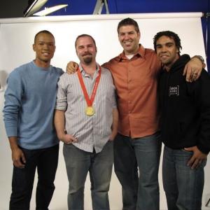 Tim Johnson, with Olympic Gold/Silver medalist (Decathlon) Bryan Clay, and some friends