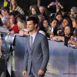 Taylor Lautner at the Premiere of The Twilight Saga Breaking Dawn  Part 2 Nokia LA LIve Theater Downtown Los Angeles CA