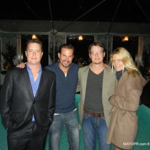 Jeremy London, Paulo Benedeti, Jason London and his wife Sofia London celebrate the twin actors 40th birthday at Sky Bar, Hollywood, CA with a benefit for Hurricane Sandy victims.