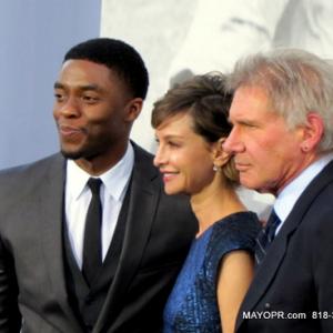 Chadwick Boseman, Actress Calista Flockhart and Harrision Ford, premiere night for 