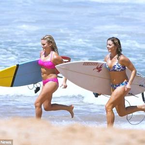 Jessica Grace Smith (right) filming Home & Away