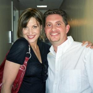 Comedian Bonnie Mcfarlane and actor Michael Christaldi in her dressing room at the Late Show with David Letterman.