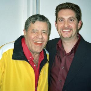 The King of Comedy Jerry Lewis and actor Michael Christaldi backstage at the David Letterman Show.