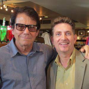 Anson Williams star of the Happy Days tv series and Michael Christaldi at Paramount Studios promoting Ansons book Singing to a Bulldog