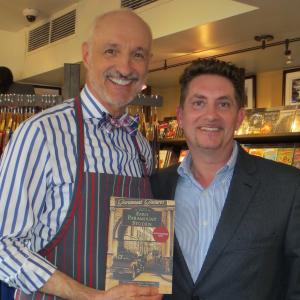 Michael Gross of the TV series Family Ties on a break from filming the new show Grace and Frankie in the Studio store at Paramount Pictures buying a copy of Early Paramount Studios when he runs into the books author Michael Christaldi.