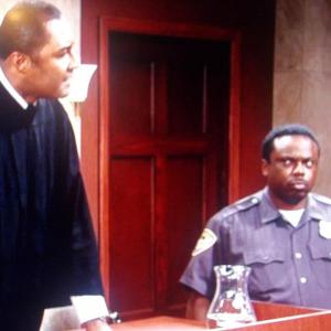As courtroom bailiff in season 8 final episode of Tyler Perrys House of Payne  2013