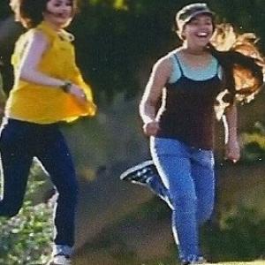 Selena Gomez & Kamalani Domingo behind the scenes filming of Disney's 