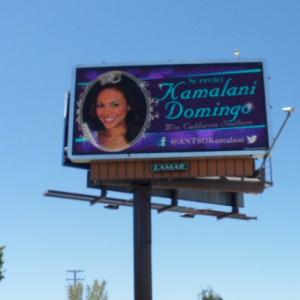 Miss California Southern National Teenager Kamalani Domingo billboard in Northern Los Angeles Co
