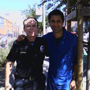 On the set of Trauma with Cliff Curtis