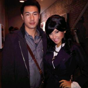 Elise Estrada and Owen Kwong on the set of Your So Hollywood.