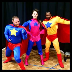 Behind the scenes photo. As a ridiculous super hero.