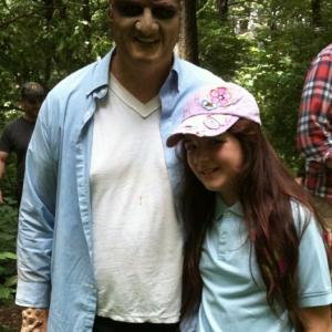 Abigail on set of Yellowtown Monster with the Monster