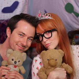 Creator and Star of Penelopes World Beth Nintzel and I with our Teddy Bears Peek and Huebert Humphreys