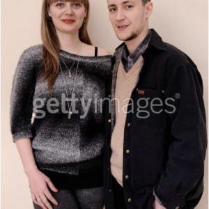 Actress Ruthie Doyle and director Rhys Ernst pose for a portrait during the 2012 Sundance Film Festival at the Getty Images Portrait Studio at TMobile Village at the Lift on January 24 2012 in Park City Utah