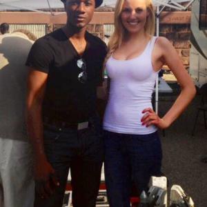 Alora Catherine Smith on set with Aloe Blacc shooting the music video Hello World Summer 2014