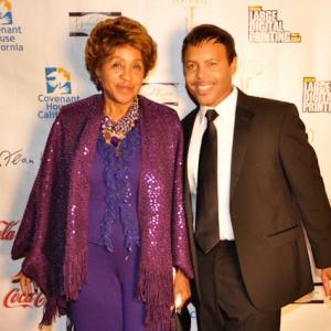 Thomas Santiago-Wright pictured with Marla Gibbs At Coker Production's Oscar Viewing Party