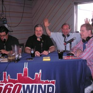 Geoff Pinkus host Frank Mahony cohost Actor Bill Stoneking and the Godfather of Sports Talk Radio Chet Coppock commiserate at a live remote broadcast on WINDAM560 in Chicago