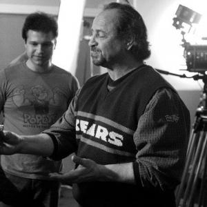 Bill Stoneking (Scotty Jenkins) and Director Jon Santiago on the set of the romantic comedy, Banana Pancakes - 2011.