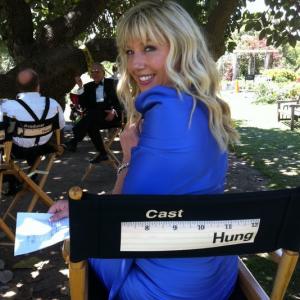 Meghan on set of HUNG (HBO)