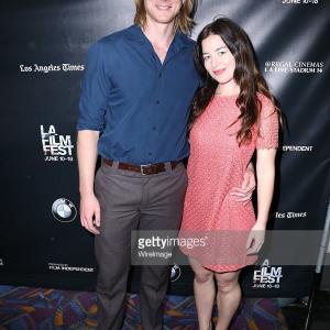 Producer Nick Cimiluca L and actress Amy Sanders attend the Aram Aram screening during the 2015 Los Angeles Film Festival at Regal Cinemas LA Live on June 14 2015 in Los Angeles California