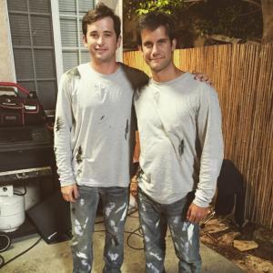 Stunt double Logan Holliday and Jeff Campanella on the set of Major Crimes