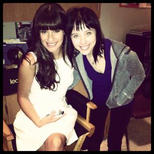 Sarah De La Isla  Lea Michele on set of Glee Nationals