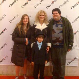Ginger Cerio with son/actor Josiah Cerio,Husband and daughter at son's Red Carpet Event.