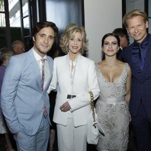 Marcello Coltro and guests Diego Boneta (Mexico) and Cleo Pires (Brazil) with Jane Fonda at the 42nd AFI Life Achievement Award Pre Cocktail