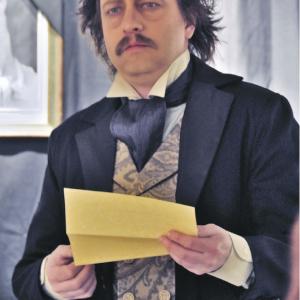 Ghost of Poe Actor Mark Sanders as Edgar Allen Poe Makeup  Hair Carol Stover Wardrobe Margaret Garland