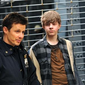 Gabriel Rush and Will Estes on set for Blue Bloods
