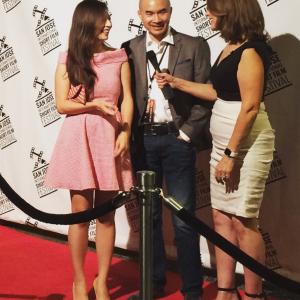 Katherine Park and Ed Moy on red carpet at San Jose International Short Film Festival with Marcella Cortland