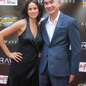 Ed Moy and Sara Fischel at red carpet premiere of Always in Arclight Cinema Hollywood