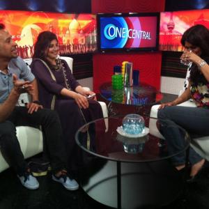 having a laugh on set hosting One Central, with Nazysh and Rishma