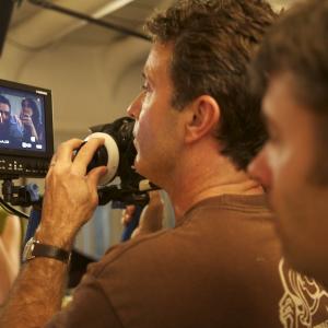 Director Paul Baker and DP Matt Mania line up a shot on the set of web series ADVENT