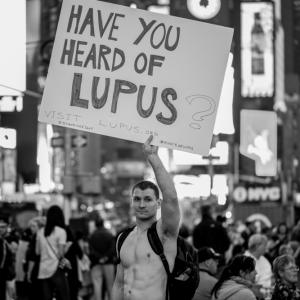 Raising Lupus awareness in Times Square after two successful kickstarter campaigns for Standing Eight