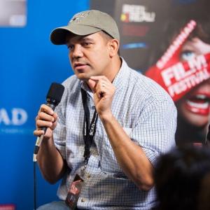 Director Flavio Alves speaks at a Filmmakers Panel at the Savannah Film Festival