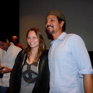 Caitlin at a screening with Benjamin Bratt