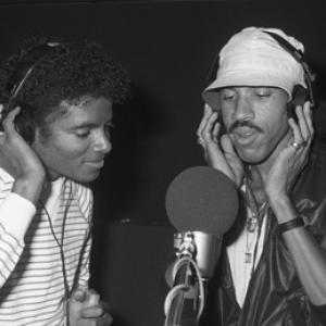 Michael Jackson and Lionel Richie composing and recording at Lion Share Recording Studios in Los Angeles