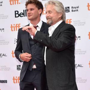 Actors Jeremy Irvine and Michael Douglas attend The Reach premiere during the 2014 Toronto International Film Festival at Princess of Wales Theatre on September 5 2014 in Toronto Canada