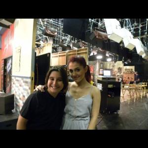 Brandon on the set of Victorious with Ariana