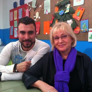 Me and world class journalist Mira Adanja-Polak in my grade 1 classroom in Belgrade doing an interview