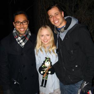 Jessica Belkin DirGabe Figueroa and producer JJ Englert on set of Cold Winters Night2015