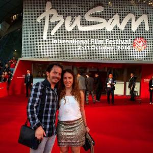 Isaac Ezban and his producer and wife Miriam Mercado at the Asian premiere of THE INCIDENT at Busan International Film Festival (South Korea), 2014