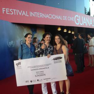 Director/screenwriter Isaac Ezban winning Best Original Screenplay for a Feature Length Film for THE INCIDENT (still to be filmed on 2013) at GIFF (Guanajuato International Film Festival / July 2013