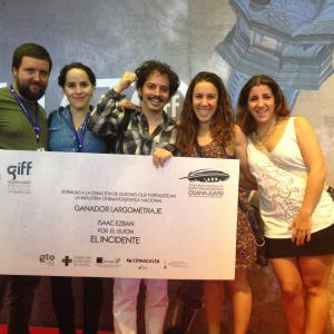 Isaac Ezban winning Best Original Screenplay for a Feature Length Film for THE INCIDENT (still to be filmed on 2013) at GIFF (Guanajuato International Film Festival / July 2013