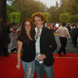 Isaac Ezban at the Morelia International Film Festival, presenting his short film EL SECRETO DE MARTÍN CORDIANI, with his co-producer and wife Miriam Mercado (2009)
